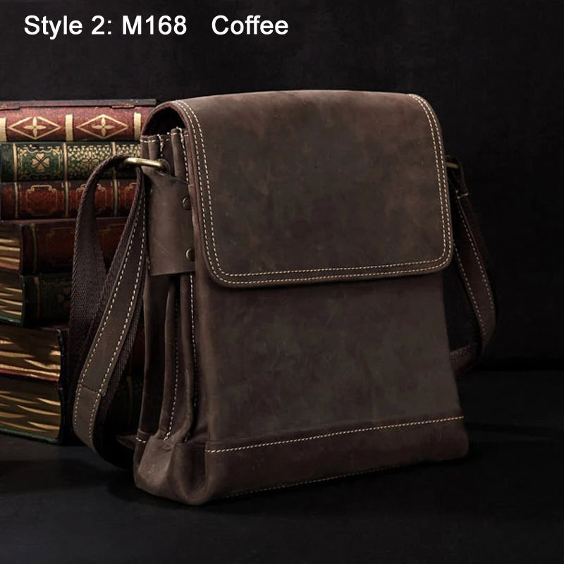 Sacs à bandoulière vintage en cuir véritable pour hommes, décontracté, style cowboy