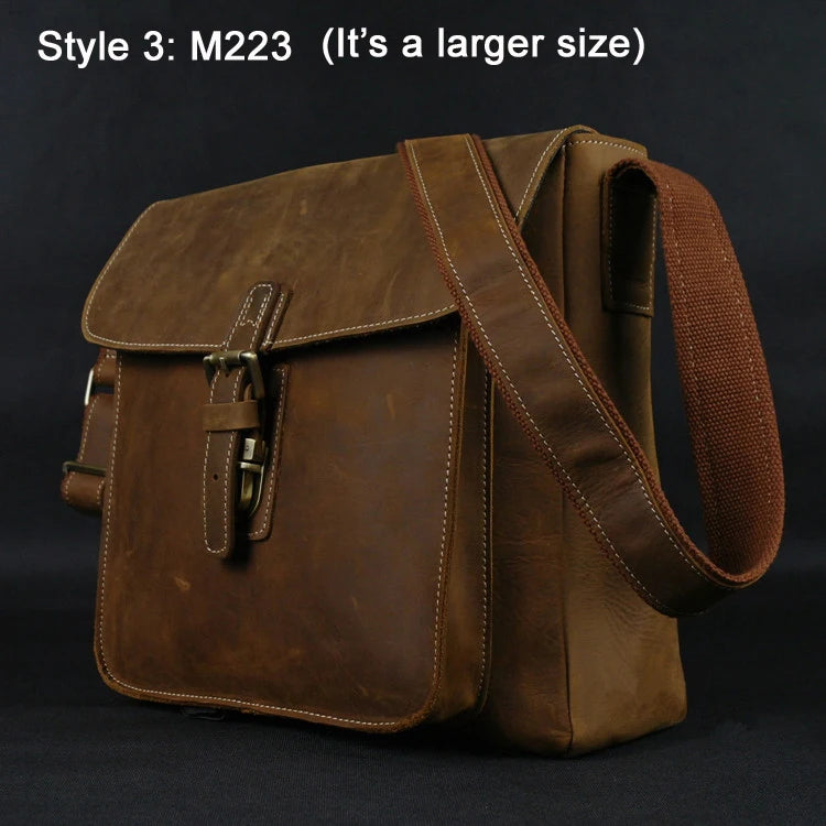 Sacs à bandoulière vintage en cuir véritable pour hommes, décontracté, style cowboy