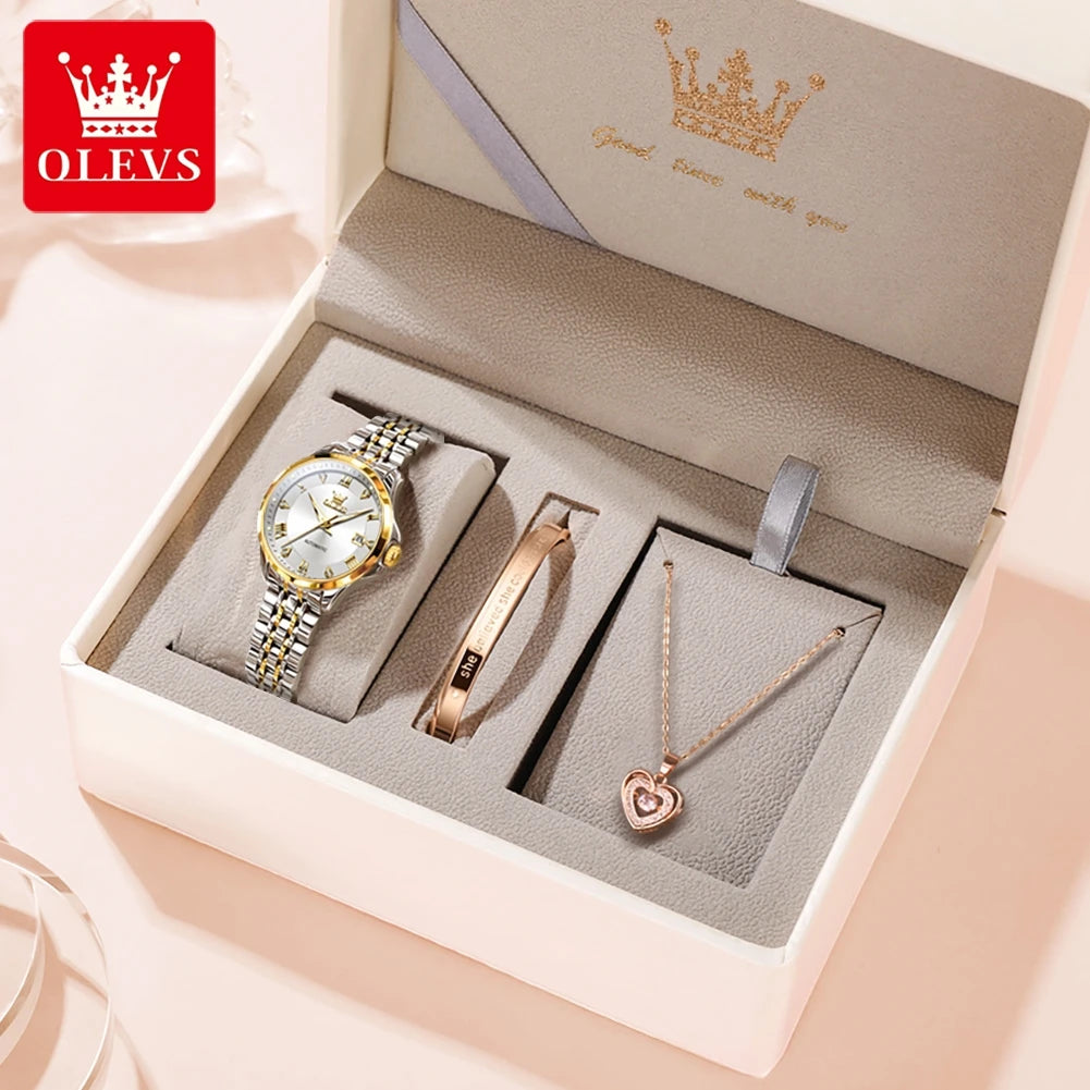 OLEVS 6702 Auto Date Mechanical Watch For Women Roman Scale Luxury Luminous Hand Clock Stainless Steel Waterproof Woman Watches