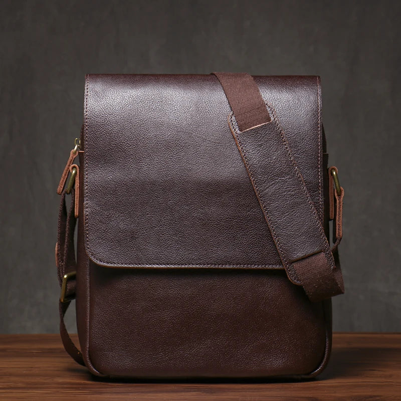 Sac à bandoulière en cuir véritable pour homme, style vintage classique à rabat, sacoche de luxe de qualité supérieure