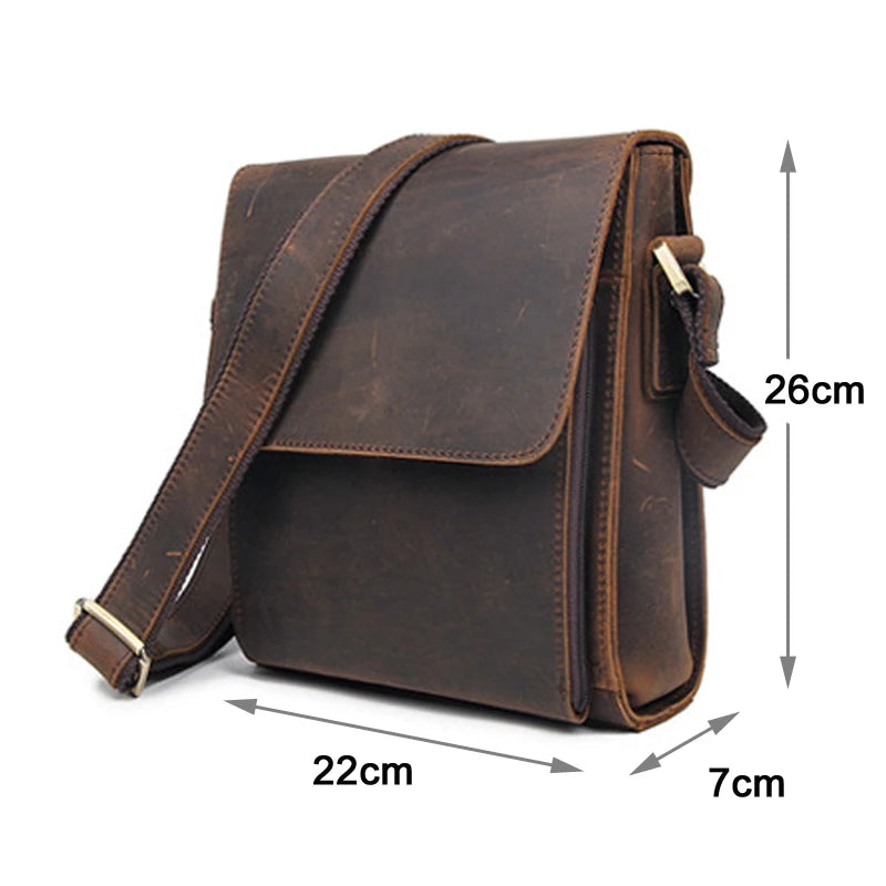 Sacs à bandoulière vintage en cuir véritable pour hommes, décontracté, style cowboy
