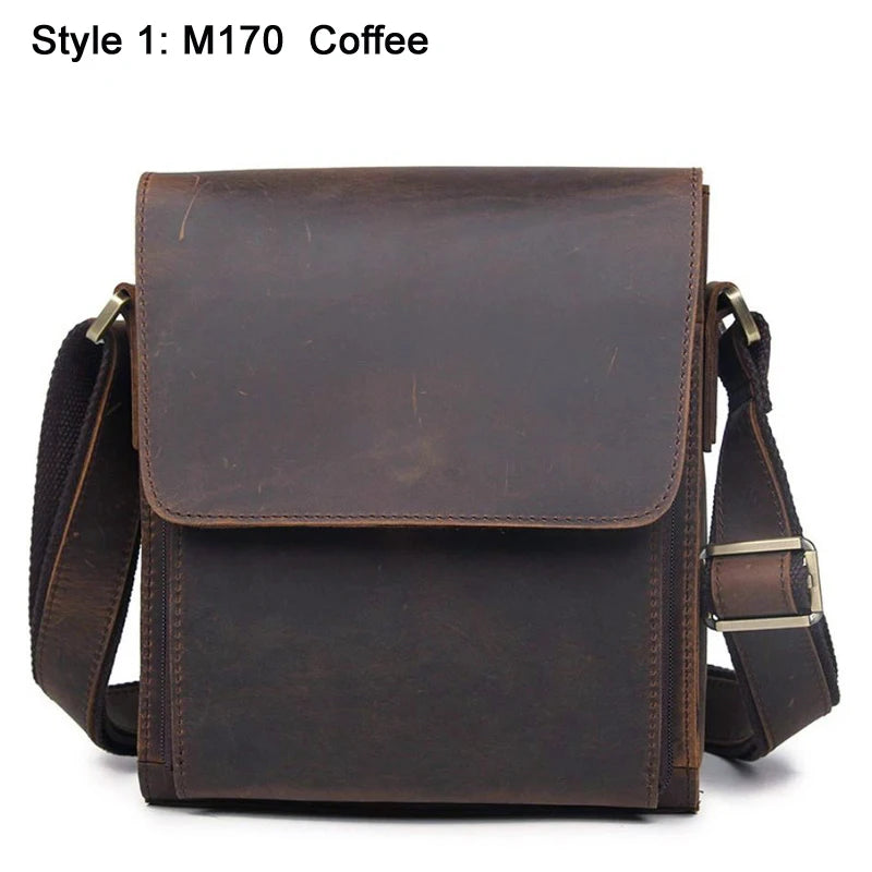 Sacs à bandoulière vintage en cuir véritable pour hommes, décontracté, style cowboy
