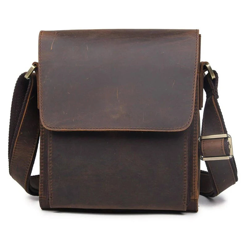 Sacs à bandoulière vintage en cuir véritable pour hommes, décontracté, style cowboy