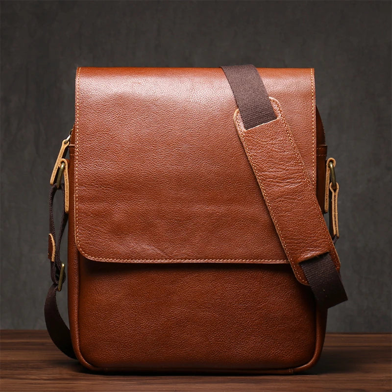 Sac à bandoulière en cuir véritable pour homme, style vintage classique à rabat, sacoche de luxe de qualité supérieure