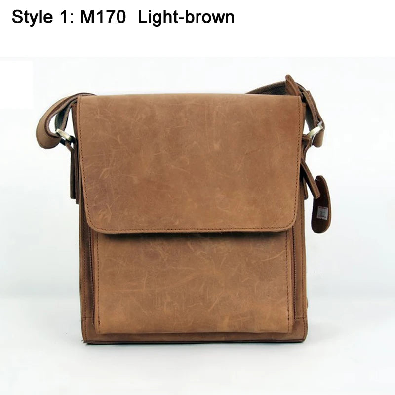 Sacs à bandoulière vintage en cuir véritable pour hommes, décontracté, style cowboy