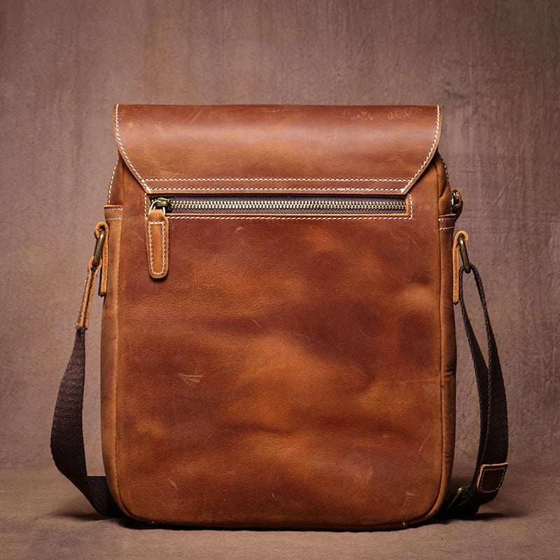 Sac à bandoulière en cuir véritable pour homme, style vintage classique à rabat, sacoche de luxe de qualité supérieure