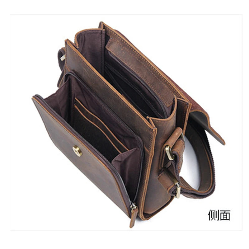 Sacs à bandoulière vintage en cuir véritable pour hommes, décontracté, style cowboy