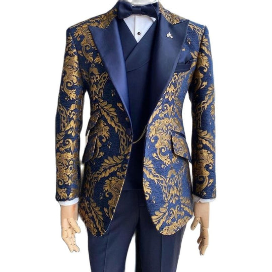 COSTUME FLORAL JACQUARD TUXEDO VESTE, GILET ET PANTALON