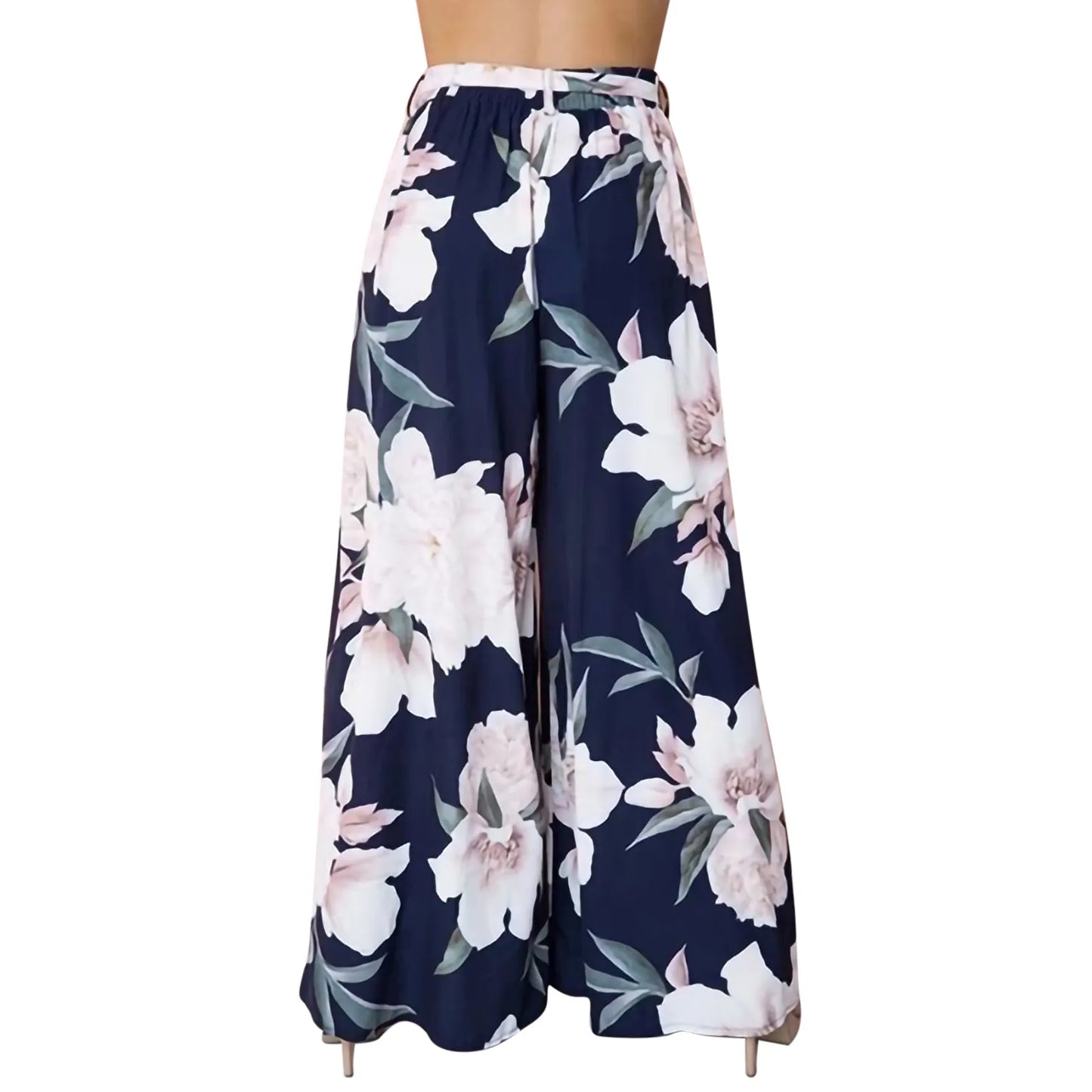 Pantalon ample décontracté pour femmes Y2K, imprimé Floral, Palazzo, taille haute, à lacets,