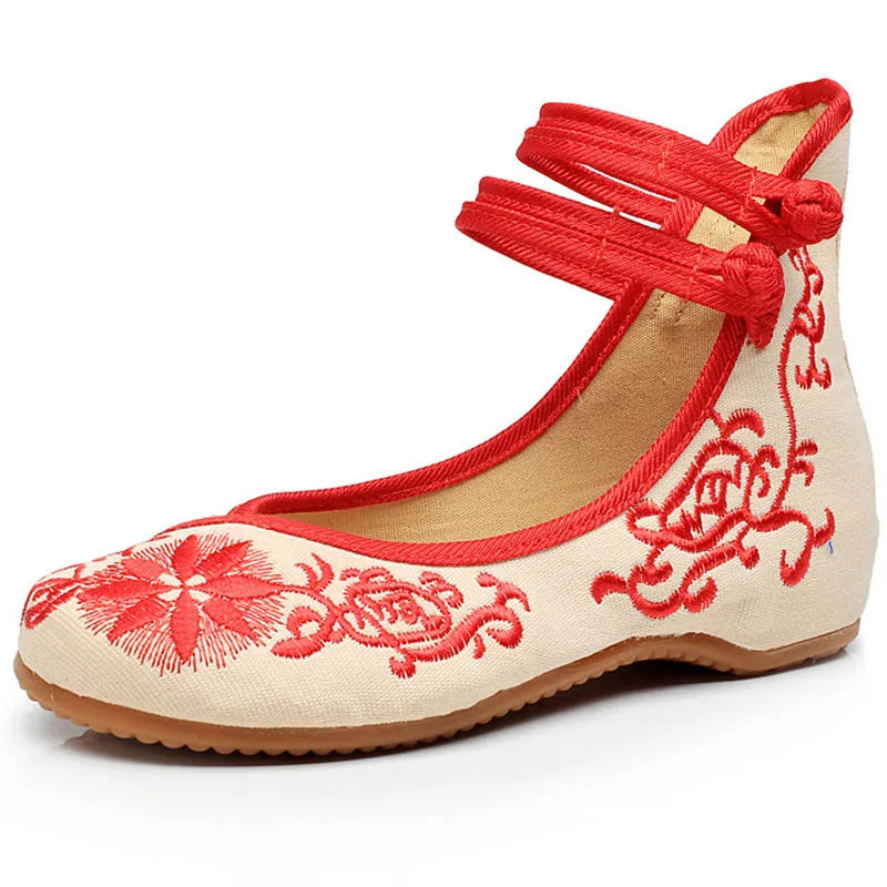 Chaussures en tissu de fleur de soleil, broderie en porcelaine