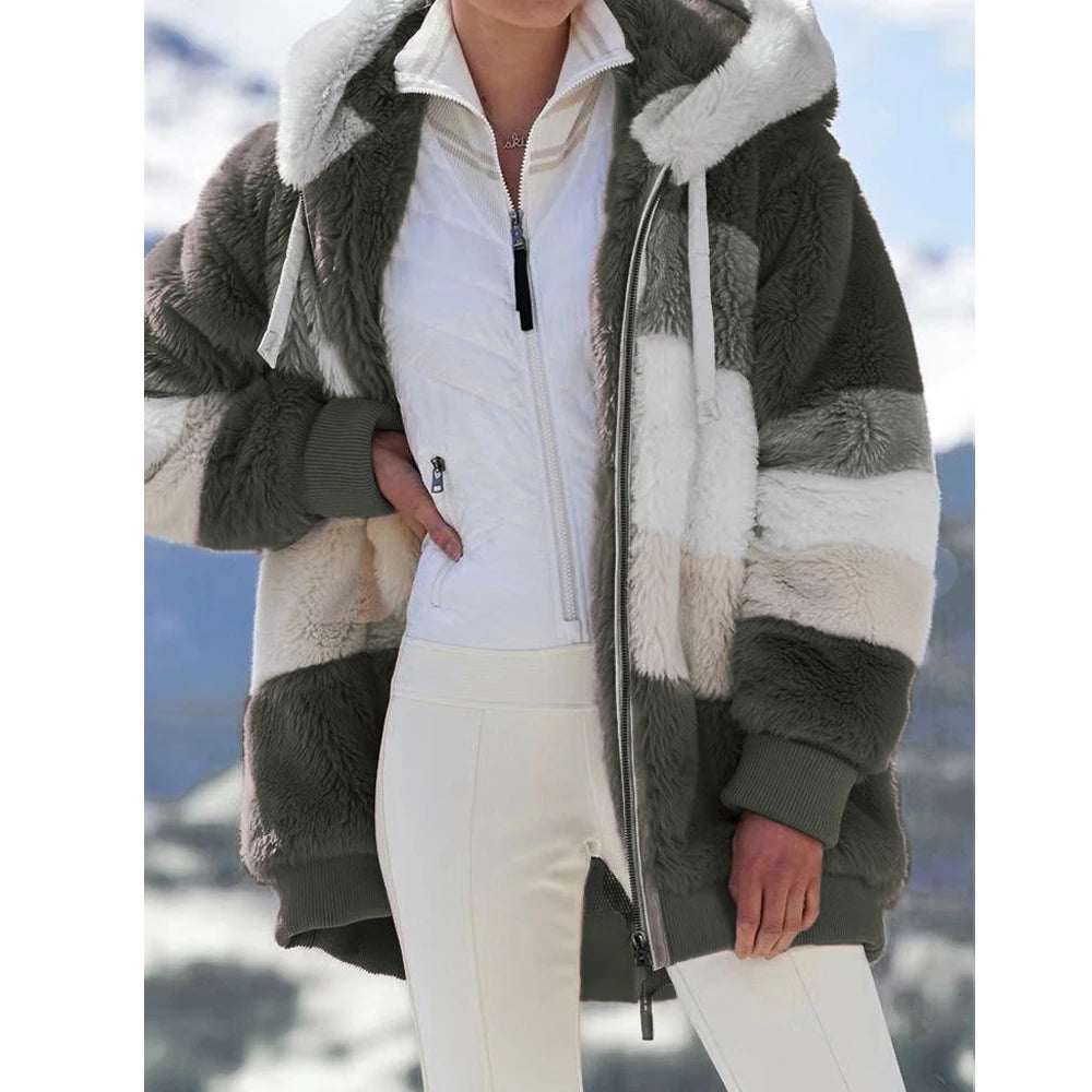 Manteau en peluche surdimensionné en fausse fourrure pour femme