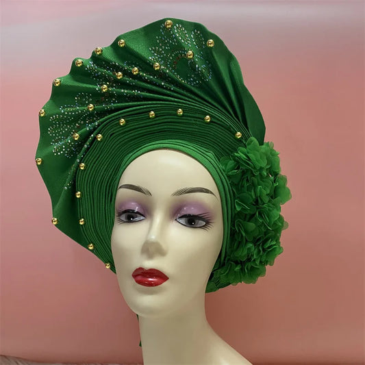 Turban casquette pour femmes prêt paillettes brillantes Gele Aso Oke