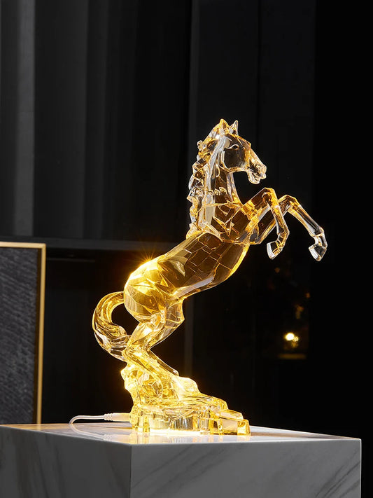 Figurine de cheval en acrylique, décoration de bureau en cristal