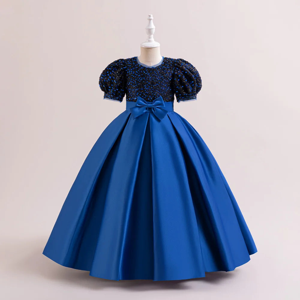 Robe de princesse élégante à paillettes pour petites filles, pour les fêtes, Noël, mariages et anniversaires (4-14 ans)