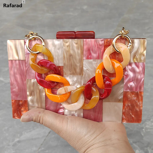 Sacs à main perle Orange Mini acrylique luxe fête
