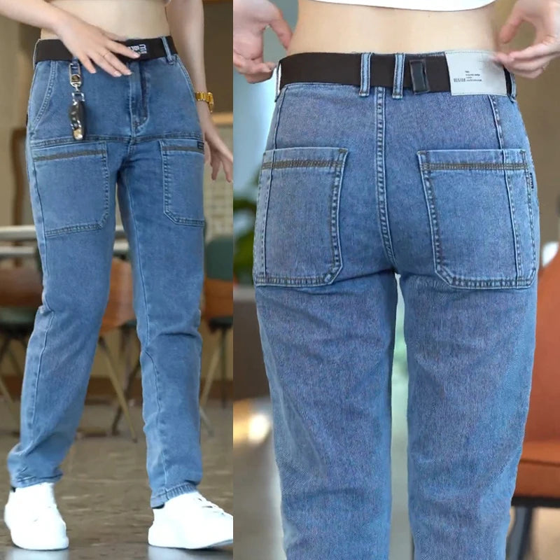 Jean Slim extensible pour hommes, pantalon en Denim de styliste à poches multiples