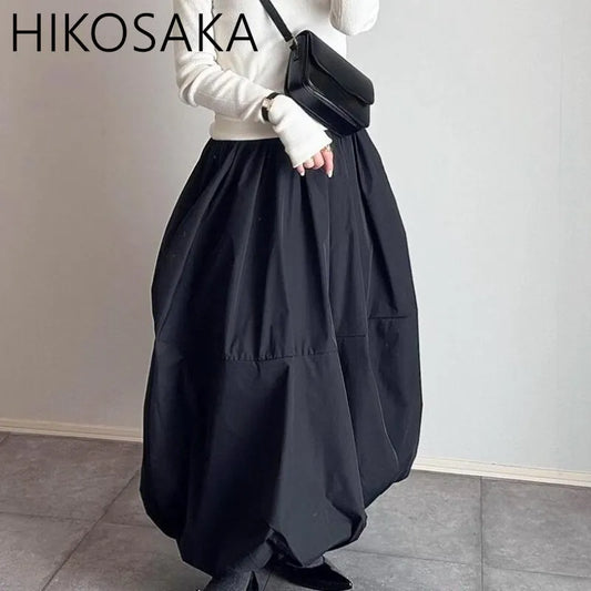 Jupe longue, Vintage, taille haute, ample style japonais