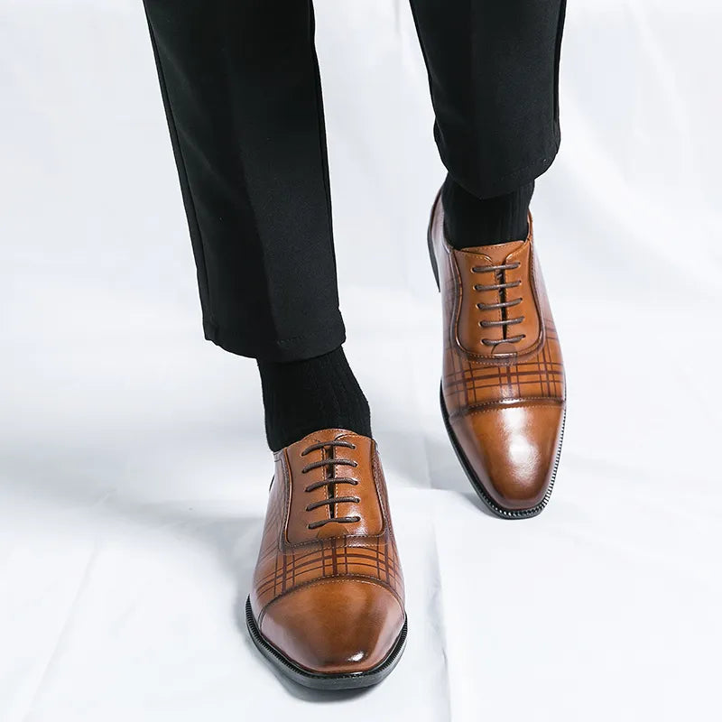 Chaussures en cuir Oxford richelieu imprimées de luxe