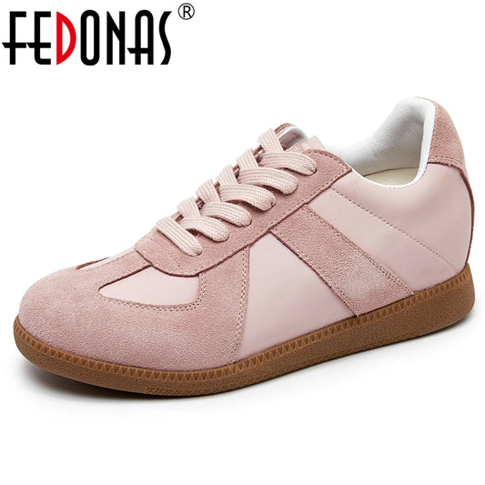 FEDONAS nouvelles femmes en cuir véritable baskets décontracté chaussures plates femmes