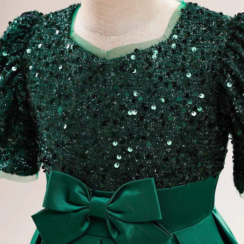 Robe de princesse élégante à paillettes pour petites filles, pour les fêtes, Noël, mariages et anniversaires (4-14 ans)