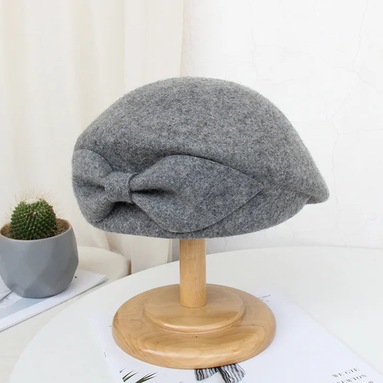 Chapeau Vintage, 100% laine, feutre, pilulier, fascinateur Fedoras, béret à nœud