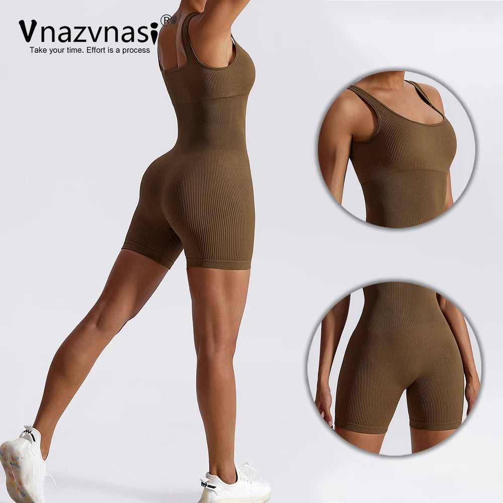 Vnazvnasi Costume côtelé sans couture pour femmes, ensemble de combinaison de Yoga pour Fitness
