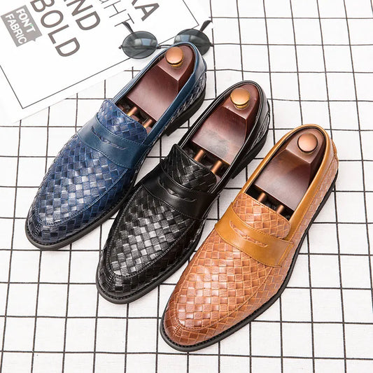 Mocassins italiens en cuir pour hommes, chaussures décontractées de marque de luxe, à enfiler