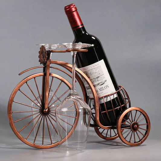 Créative rétro vélo forme casier à vin bar table à manger support de verre à vin double usage