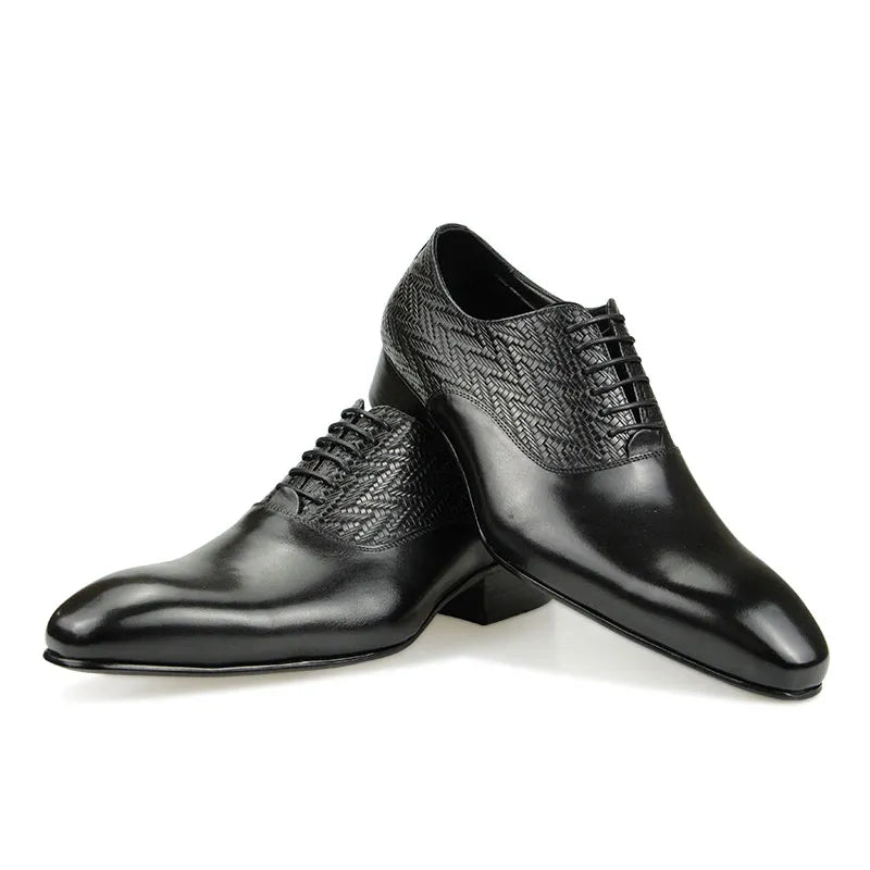 Chaussures en cuir noir de haute qualité pour hommes, Oxfords de bureau formel, élégant faites à la main