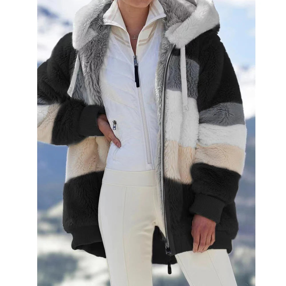Manteau en peluche surdimensionné en fausse fourrure pour femme