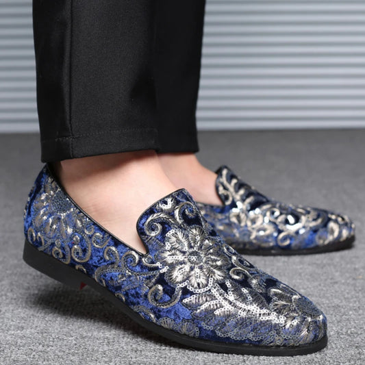Chaussures habillées de styliste pour hommes, mocassins de luxe brodés de marque italienne
