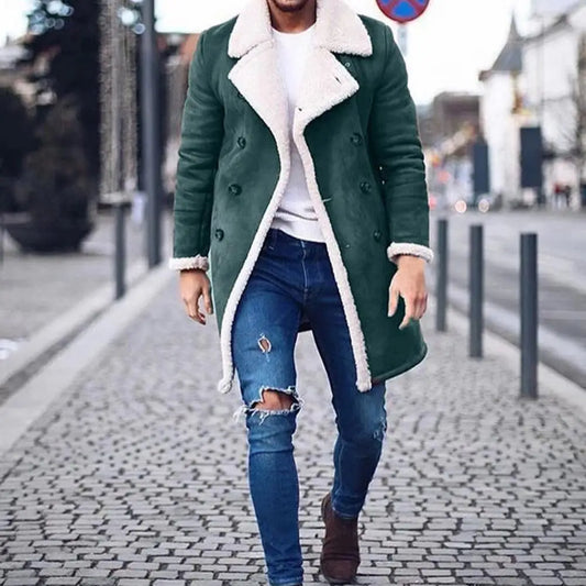 Manteau d'hiver chaud pour hommes, manteau à boutons, couleurs contrastées