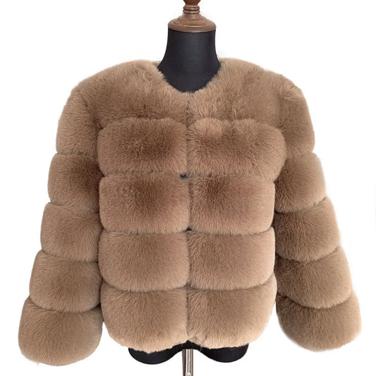 Manteau en fausse fourrure Super chaud court veste moelleuse