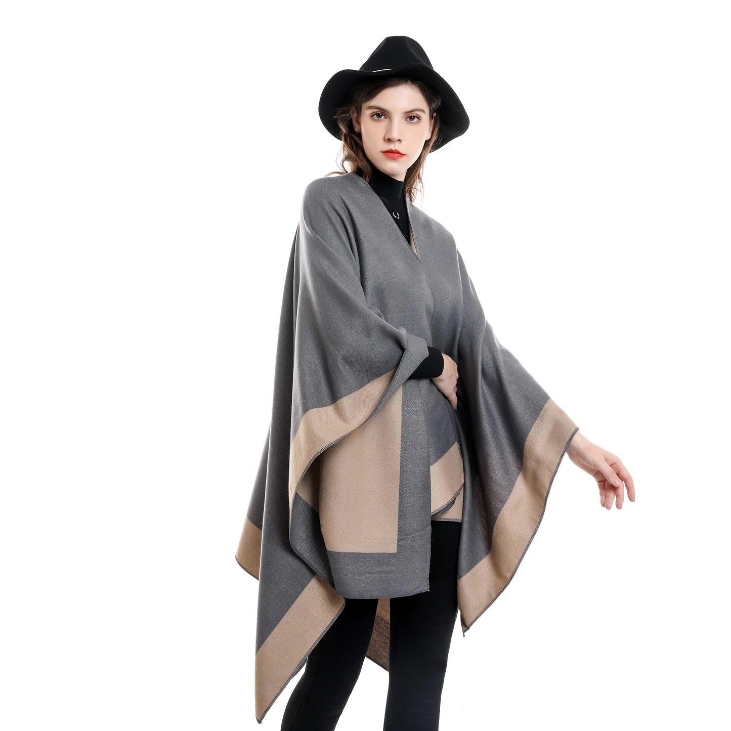 Poncho en Faux cachemire pour femme, 11 couleurs, automne-hiver, Streetwear, Long et épais