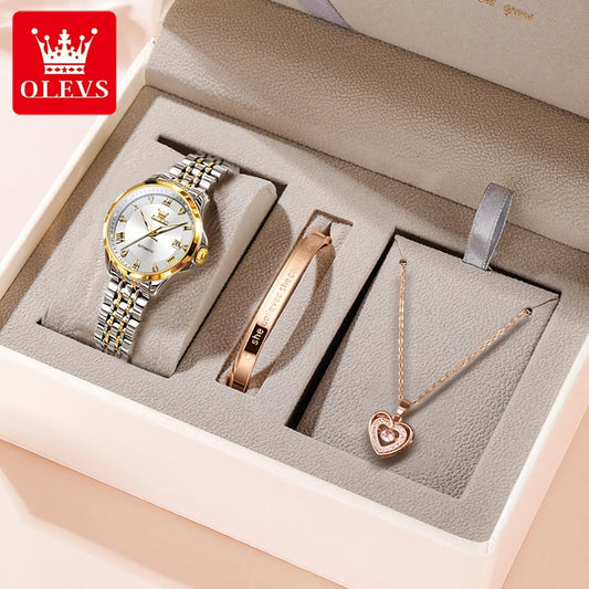 OLEVS 6702 Auto Date Mechanical Watch For Women Roman Scale Luxury Luminous Hand Clock Stainless Steel Waterproof Woman Watches