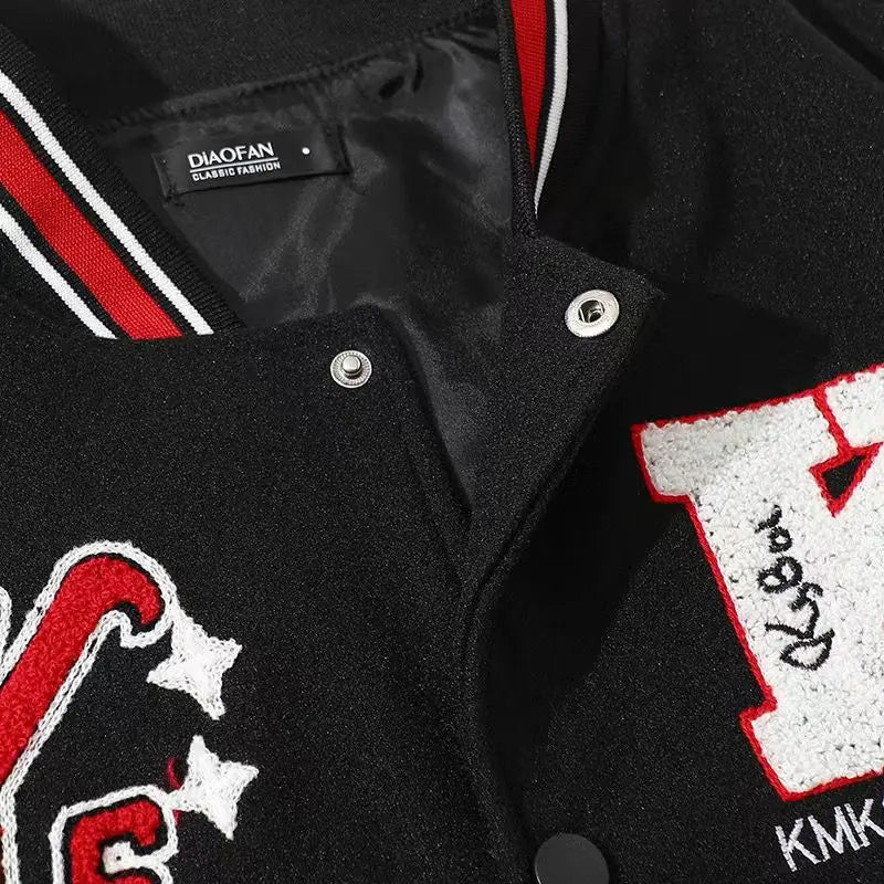 Vestes brodés de lettres américaines Y2K, uniforme de Baseball Hip Hop Harajuku unisexe