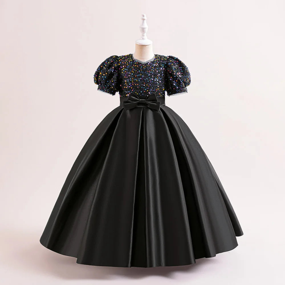 Robe de princesse élégante à paillettes pour petites filles, pour les fêtes, Noël, mariages et anniversaires (4-14 ans)