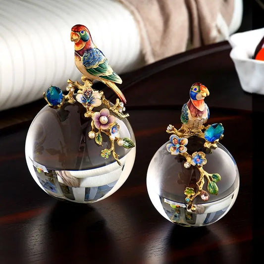 Ornements de luxe légers en émail de haute qualité, boule de cristal allégorique en alliage