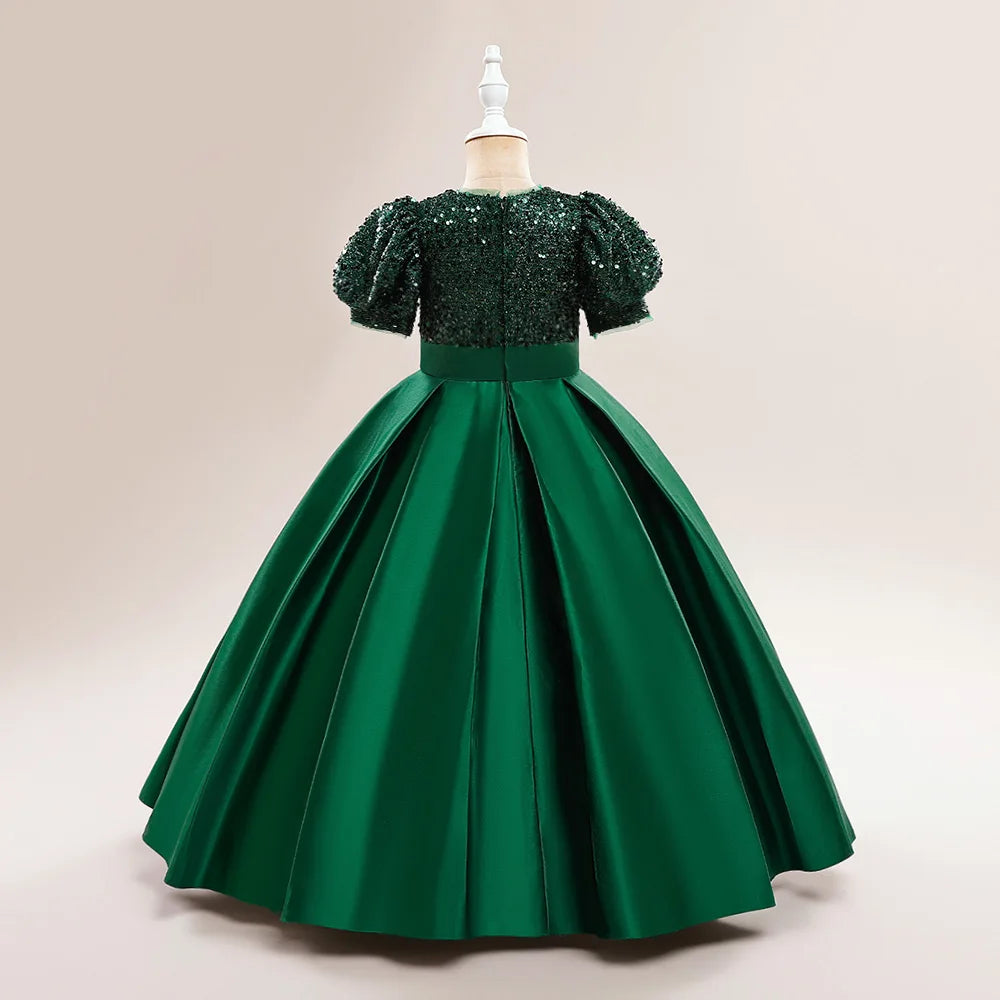 Robe de princesse élégante à paillettes pour petites filles, pour les fêtes, Noël, mariages et anniversaires (4-14 ans)