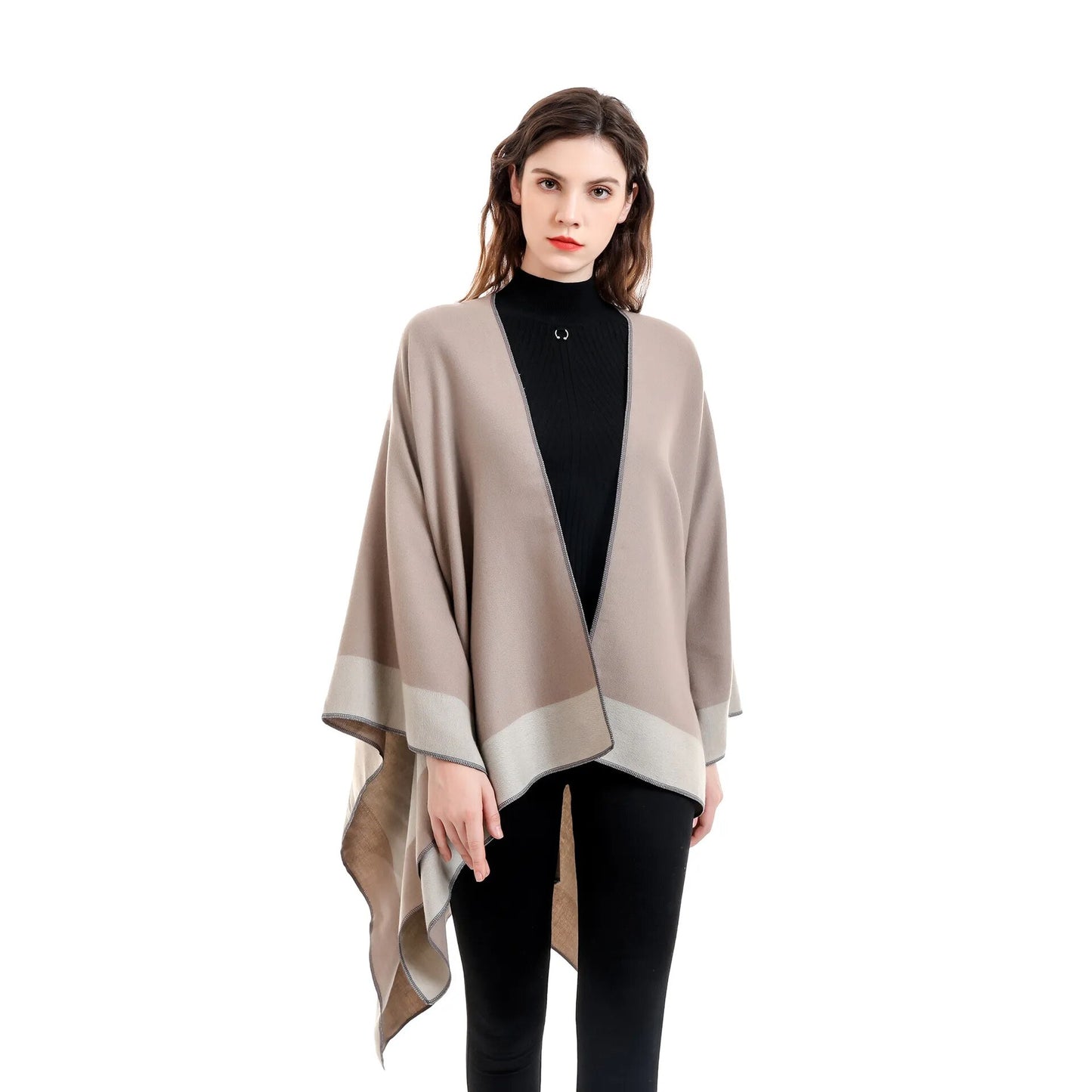 Poncho en Faux cachemire pour femme, 11 couleurs, automne-hiver, Streetwear, Long et épais