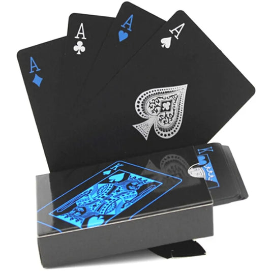 Carte à jouer en or noir, jeu de Poker, bleu argent en plastique magique étanche
