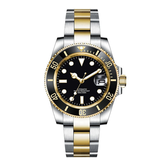 Montre de luxe automatique pour homme, modèle japonais NH35 MIYOTA 8215, bracelet en or bicolore, cadran bleu soleillé stérile, verre saphir