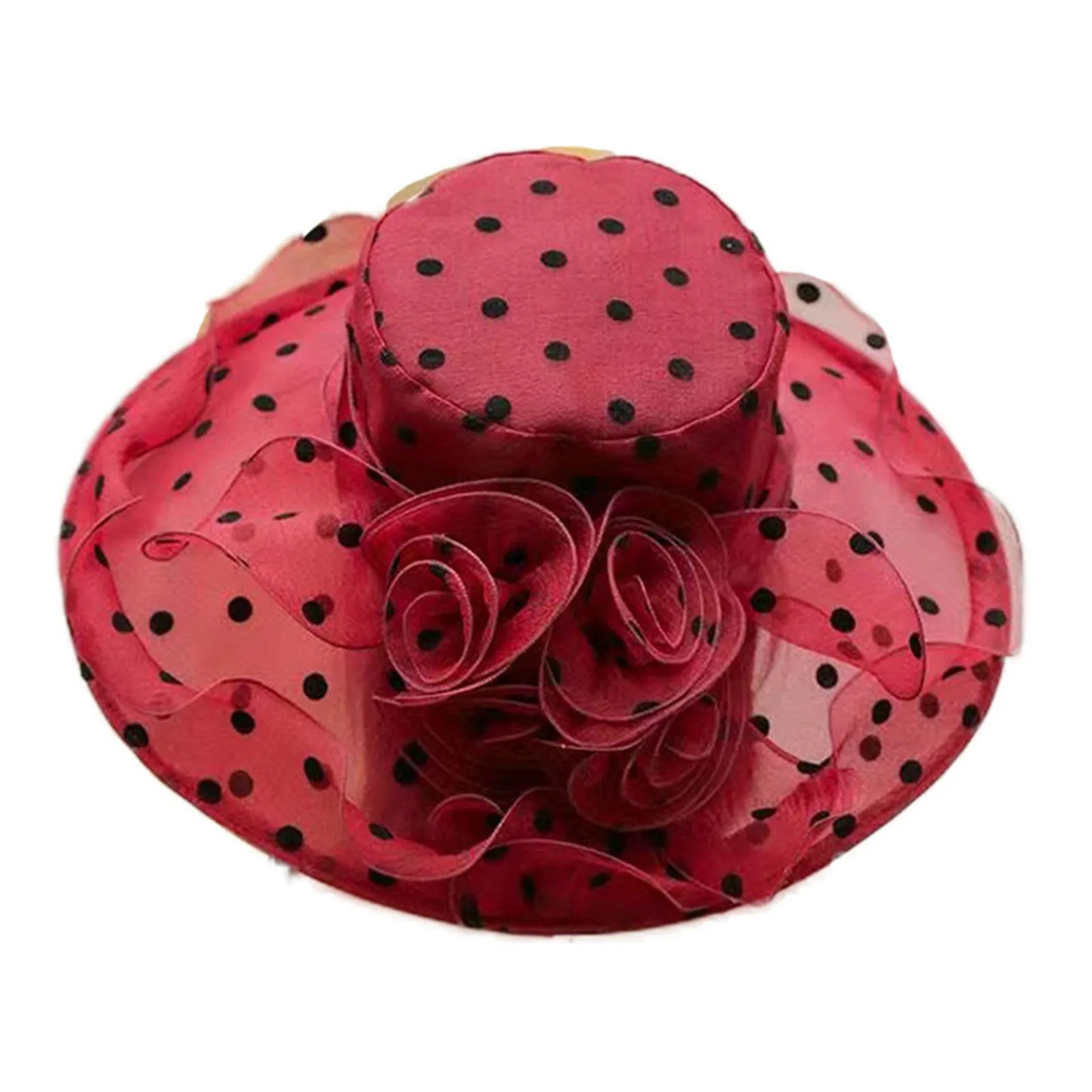 Chapeau en maille à pois en Organza Floral pour femmes