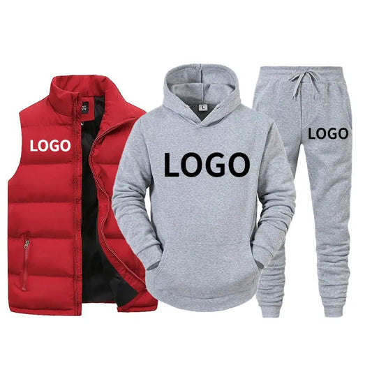 Survetement de marque avec LOGO personnalisé pour hommes, gilet, sweat-shirt à capuche et pantalon, ensemble 2 et 3 pièces, mode Streetwear