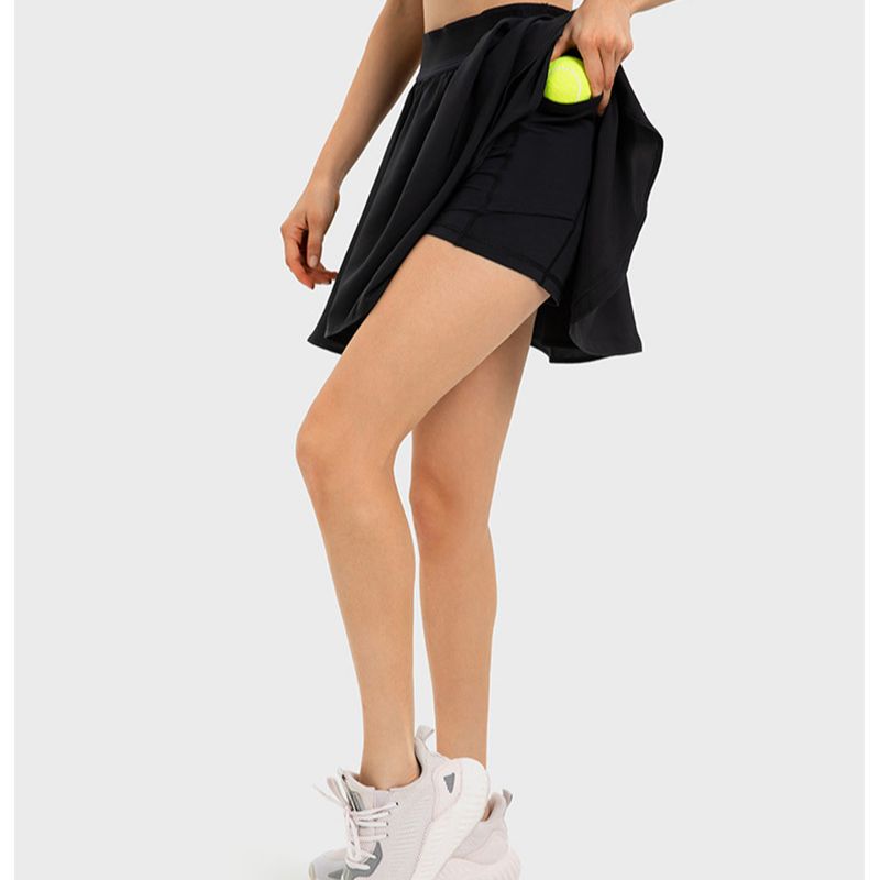 Jupe de Tennis de couleur unie avec poche pour femmes, jupe courte de Sport anti-transpiration