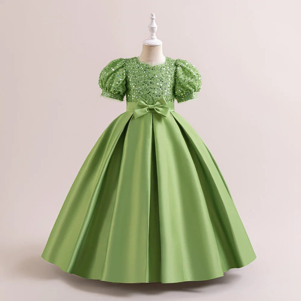 Robe de princesse élégante à paillettes pour petites filles, pour les fêtes, Noël, mariages et anniversaires (4-14 ans)