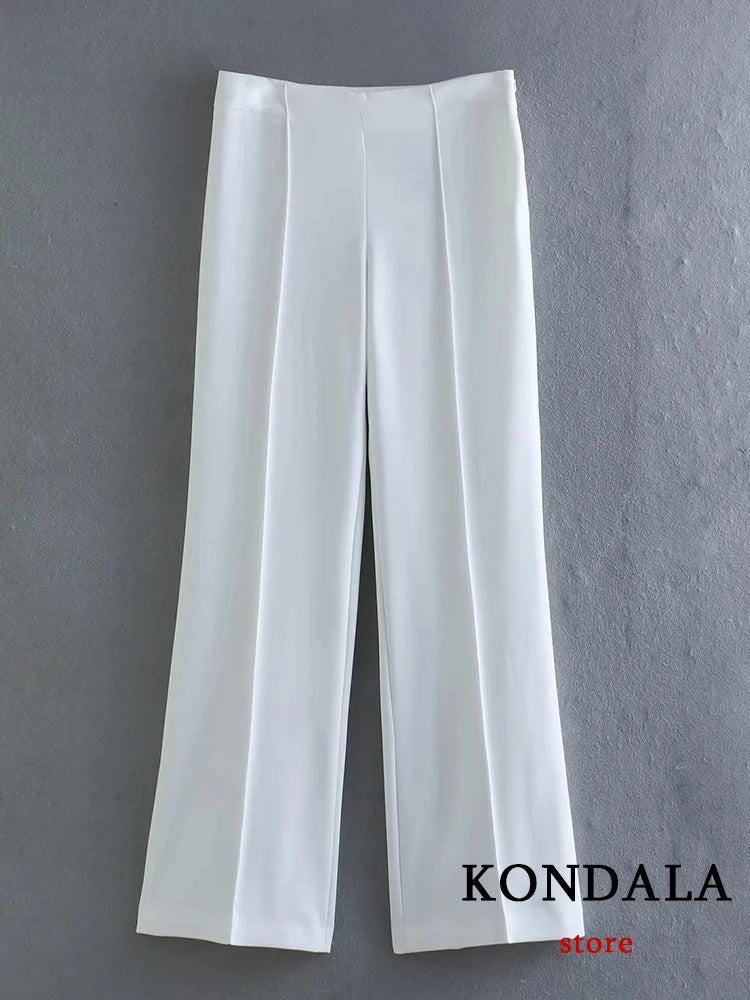 KONDALA – costume Blazer blanc pour femme, tenue de bureau, manches longues, col en V