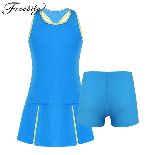 Ensembles de robe de Tennis pour filles, robe et short de Sport d'été pour enfants