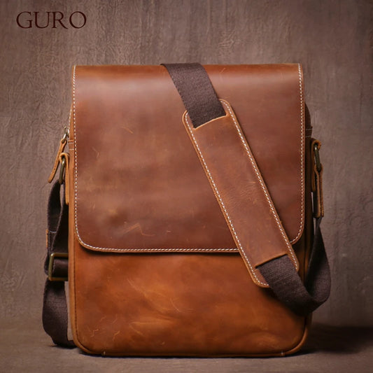 Sac à bandoulière en cuir véritable pour homme, style vintage classique à rabat, sacoche de luxe de qualité supérieure
