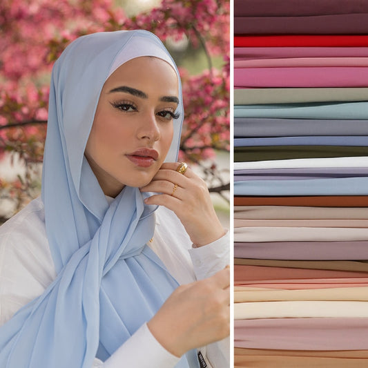 Écharpe Hijab en mousseline de soie Premium, Turban pour voile foulards Hijabs